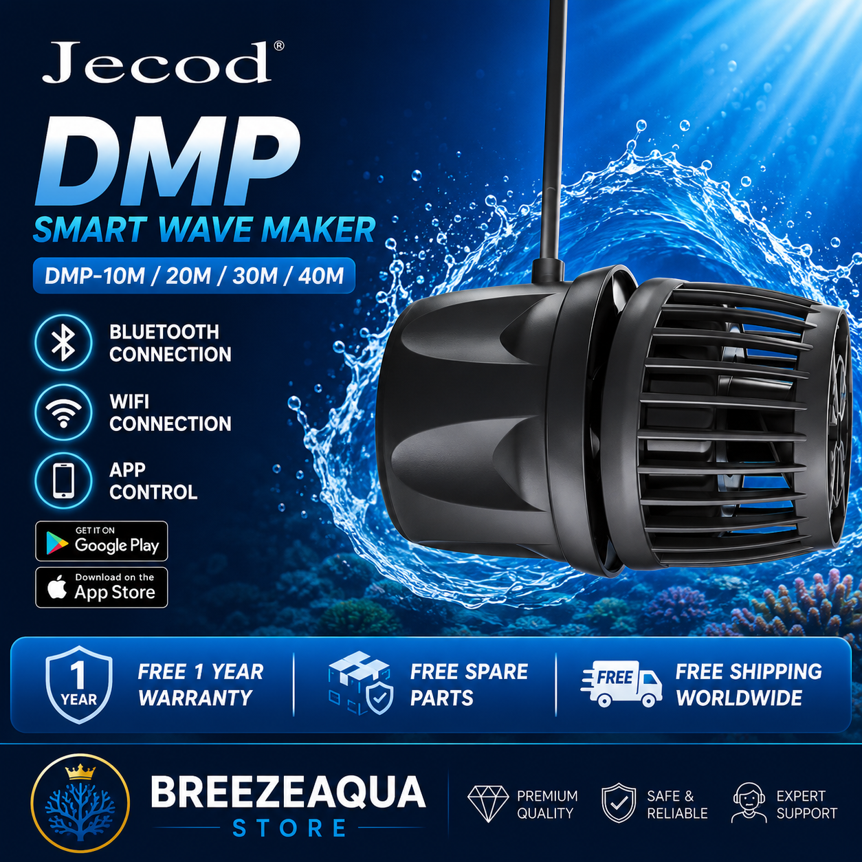 Coral Frag Plug - Jecod/Jebao New Cordless DMP-10M/20M-30/40M WiFi Bluetooth