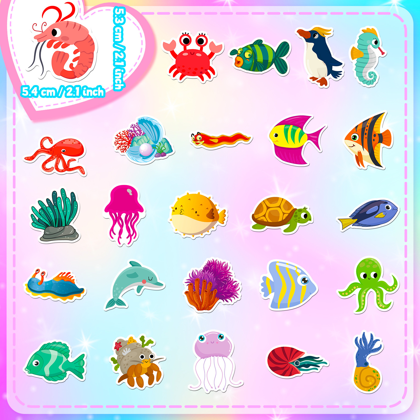 50Pcs Marine Life Stickers Aqu - Marine Life Aquariums recensie en prijs